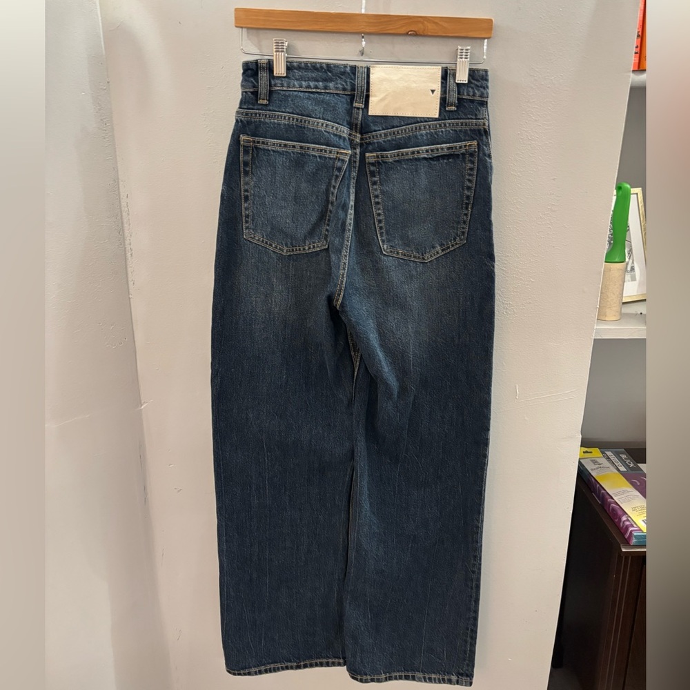 Zara Women's High Rise Straight-Leg Jeans - Dark Blue Denim